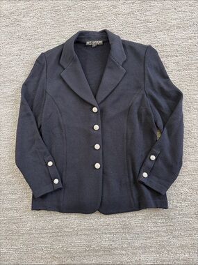 St. John Black Knit Blazer with Decorative Glitzy Buttons